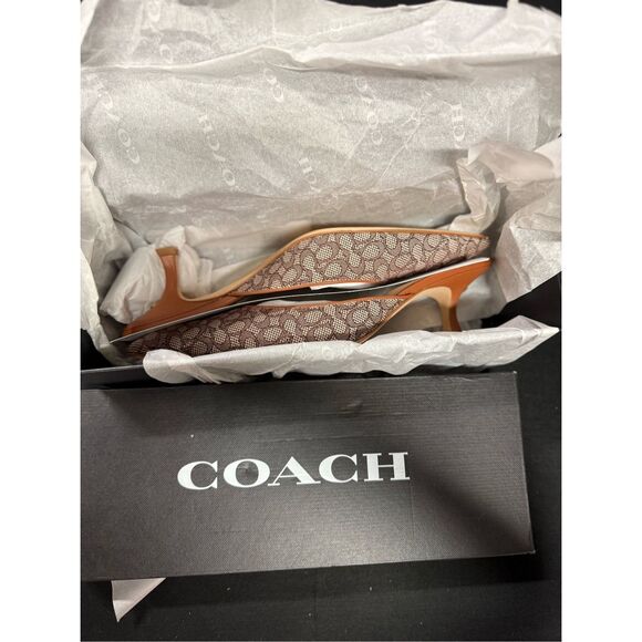 New Coach Renn Micro Signature Jacquard Logo Mule Heels 9.5 - Picture 1 of 6
